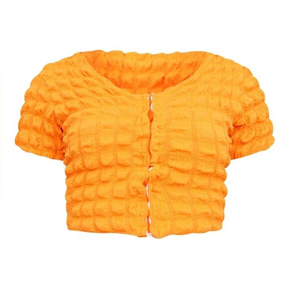 PLT Women's Orange Popcorn Hook & Eye Blouse Size 6 - Picture 5 of 9